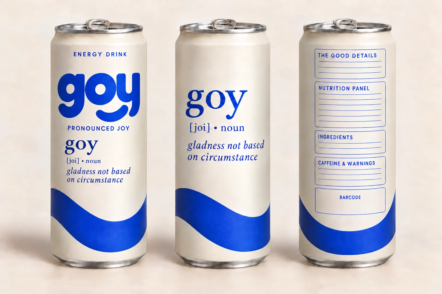 The GOY can identity from every angle, with the Joy definition visibly printed on the front and side.